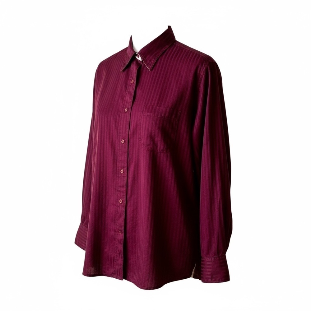 Vintage Haberdashers NY Burgundy Seersucker Button Down Shirt Women’s